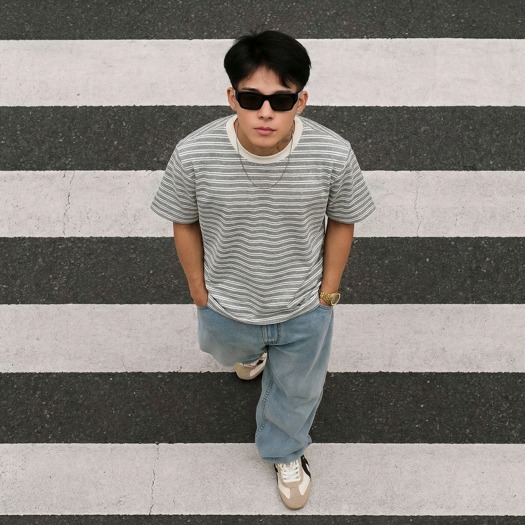 Edge Strips T-Shirt –Fossil Gray