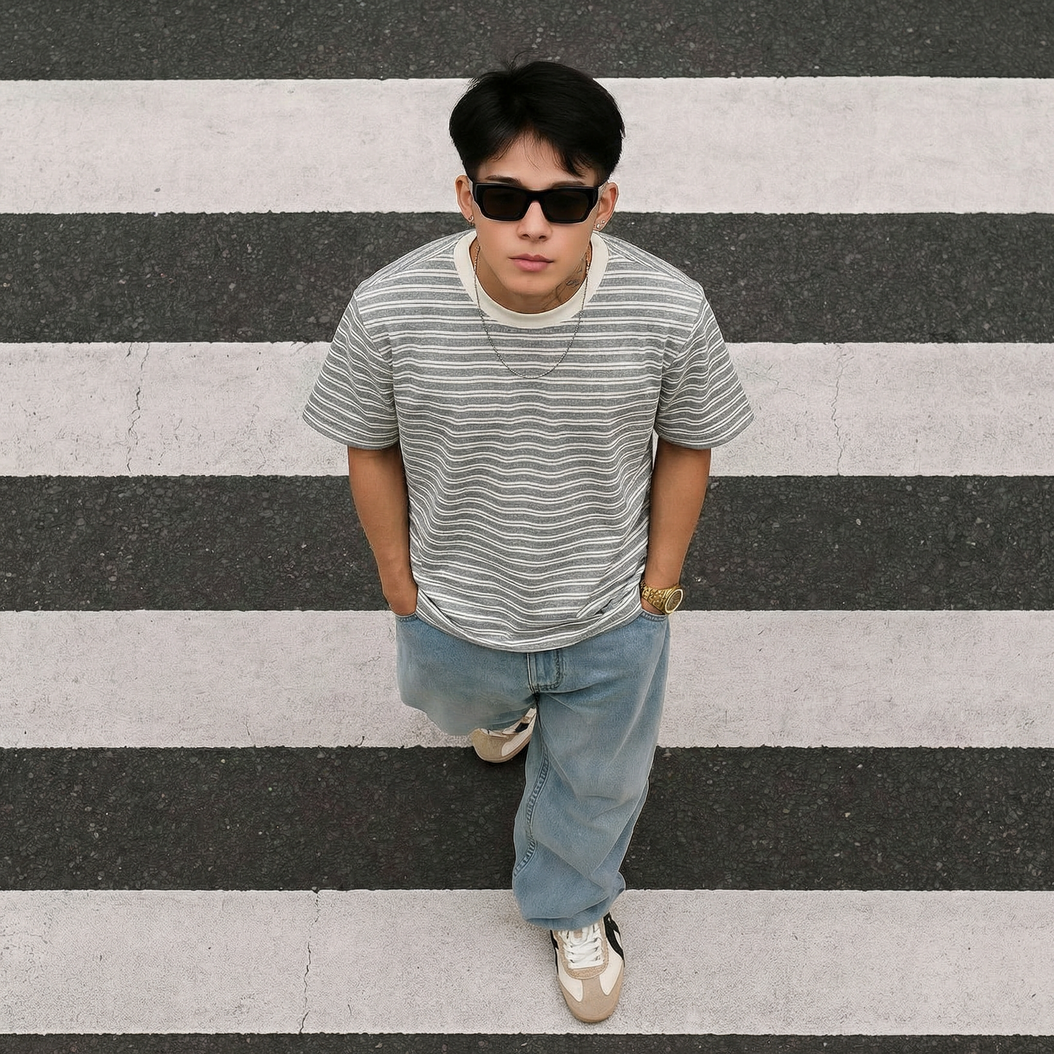 Edge Strips T-Shirt –Fossil Gray